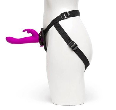 Strap-on z penisem - Happy Rabbit Vibrating Strap-On Harness Set Purple